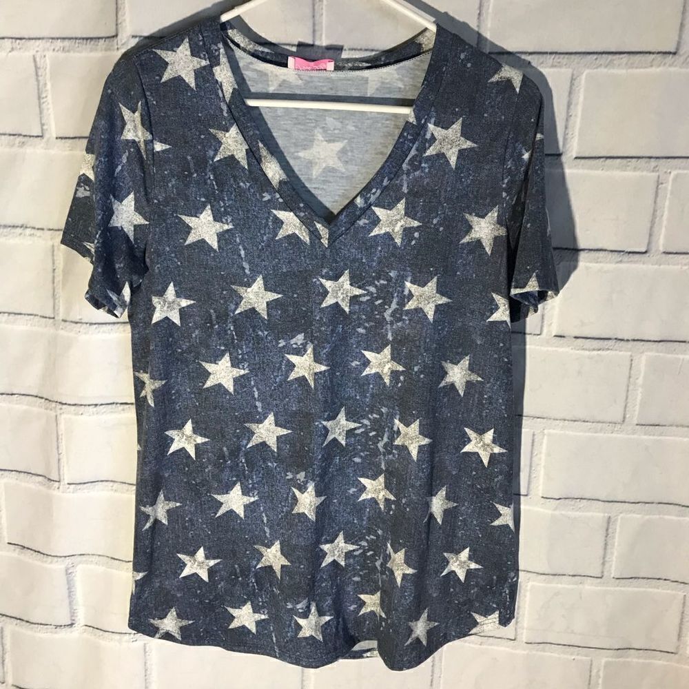 Pink lily star short sleeve top size Small blue